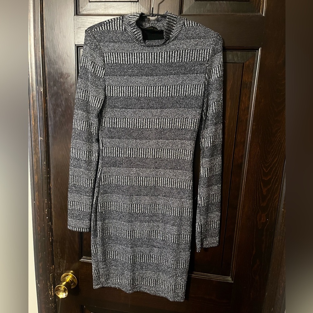 The Vintage Shop Charcoal Striped Dress